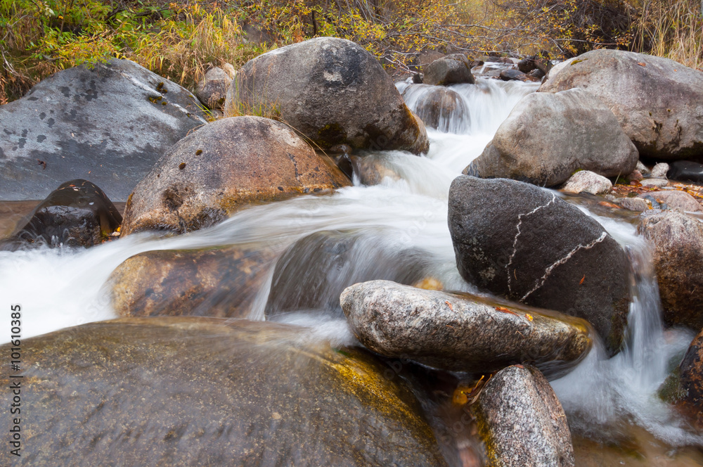 Fototapeta premium water stream running over rocks