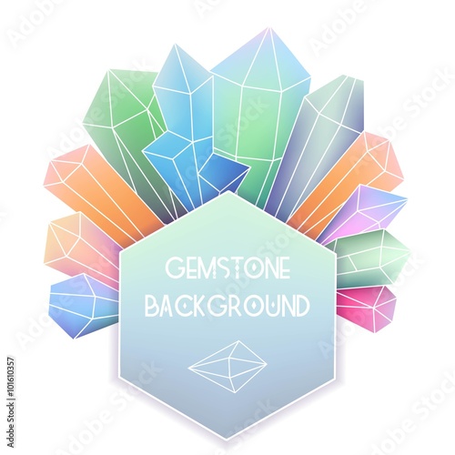 Hexagon frame with crystal composition
