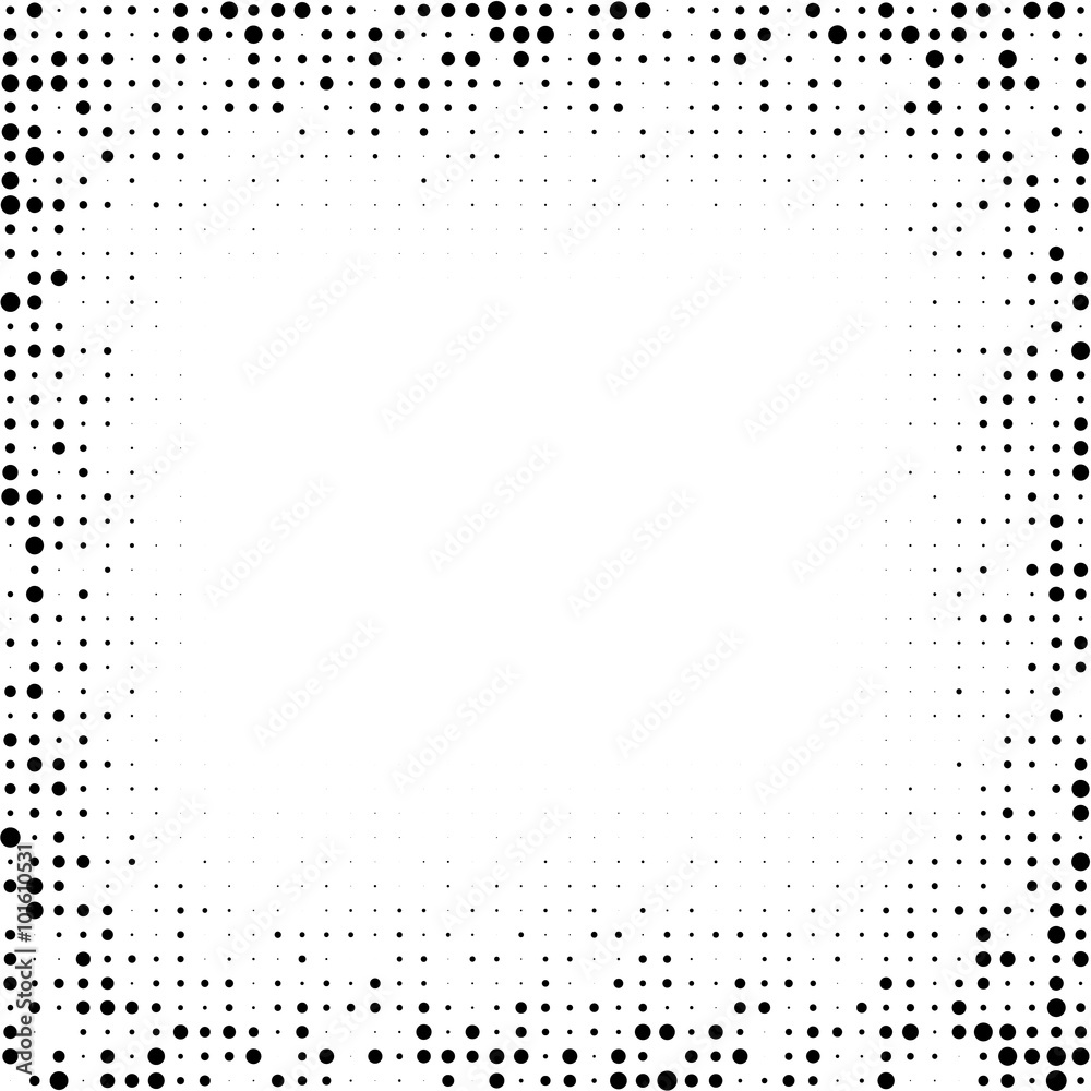 Vector Vintage Grunge Dirty Overlay Distress Border Frame. Rectangle in Grungy Style for your Design . Halftone Dots Overlay Texture .