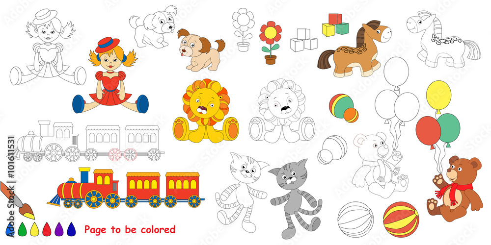 Fototapeta premium Kid toys. Big coloring book.