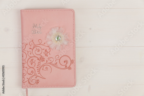 Bible covered in Pink Faux Leather 