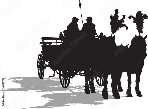 Vector's silhouette of a horse put to a cart
