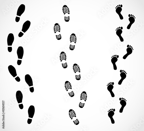 Foot trail set vector