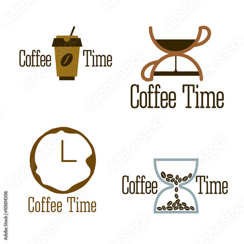 Set of coffee time logo design. 