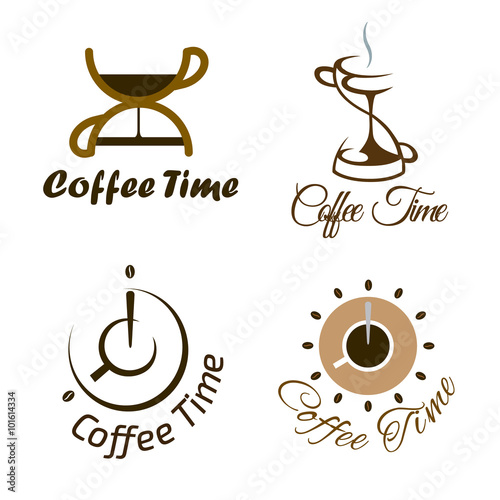Set of coffee time logo design. 