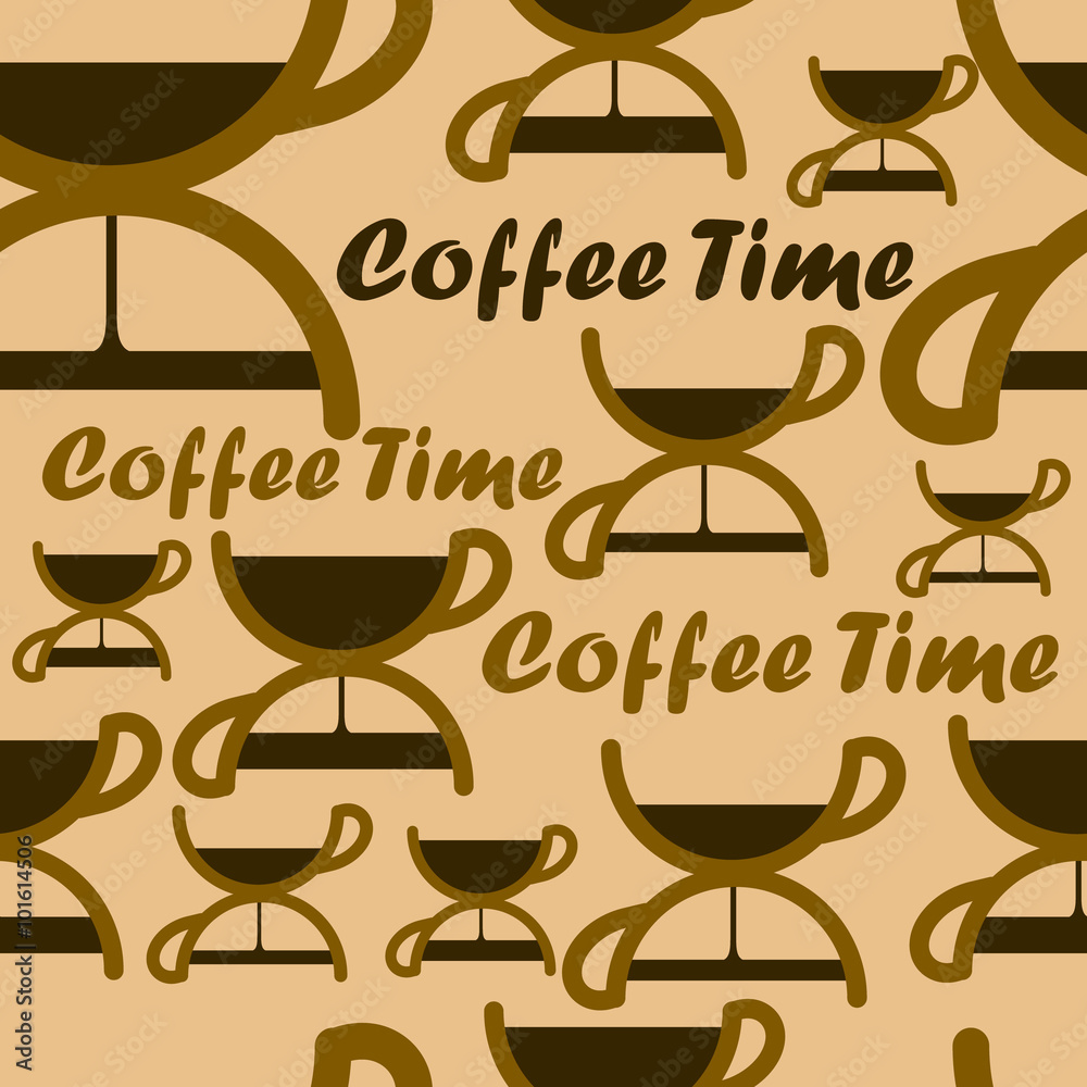Seamless pattern with coffee time symbol. 