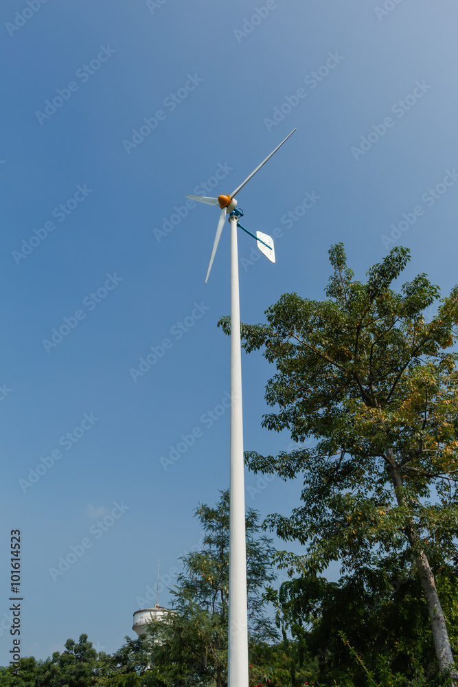 Green Energy Wind Turbine in running.