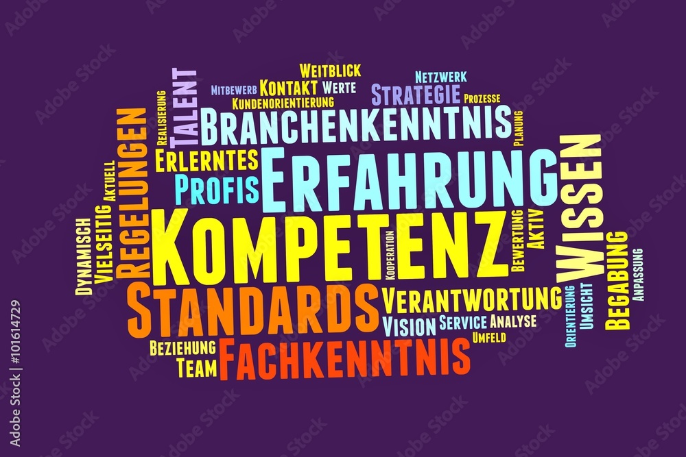 Kompetenz Wort Wolke, bunt Kompetenz Wort Wolke, bunt