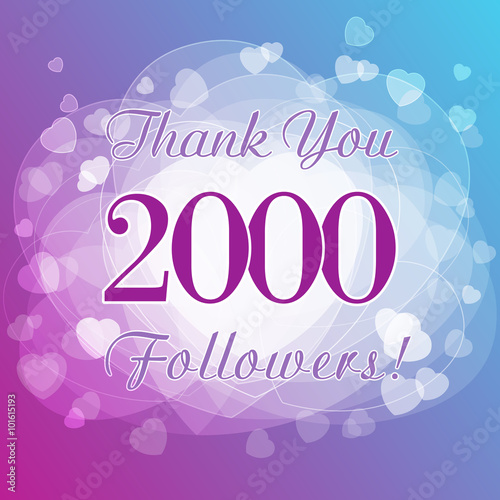 Thank you 2000 followers card. The vector thanks picture for network friends and followers. 