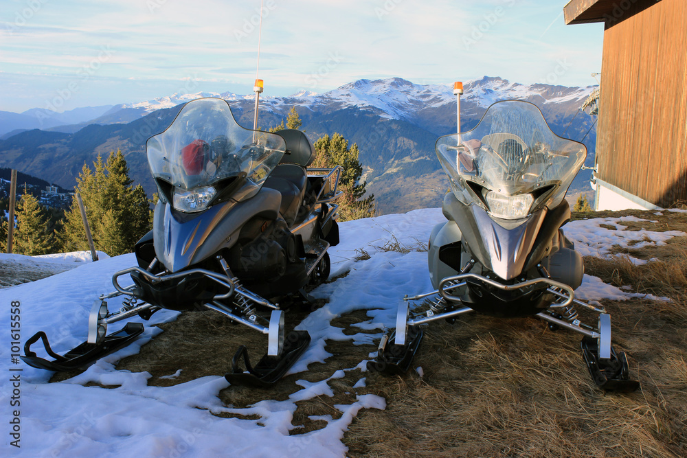 Fototapeta premium Emergency Services Snowmobiles