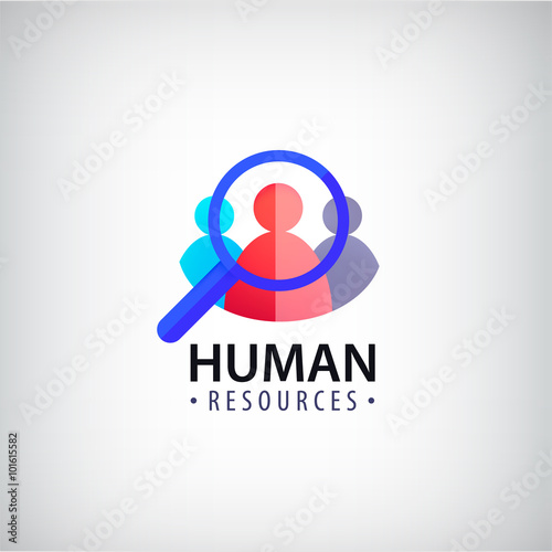 Vector human resources, people search, hr logo, icon 