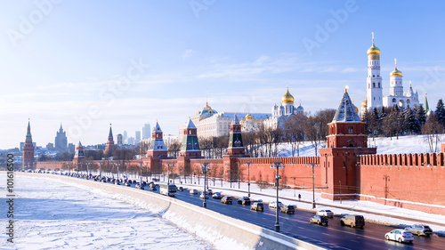 Fotografiet Moscow Kremlin winter view, Russia