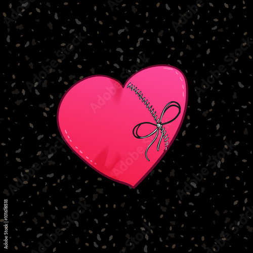 Tableau sur toile Loving hardwired heart with bow at black
