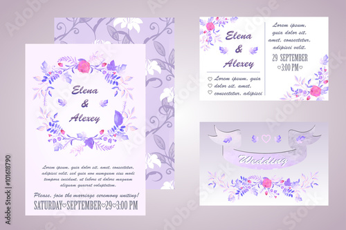 watercolor wedding invitation - illustration