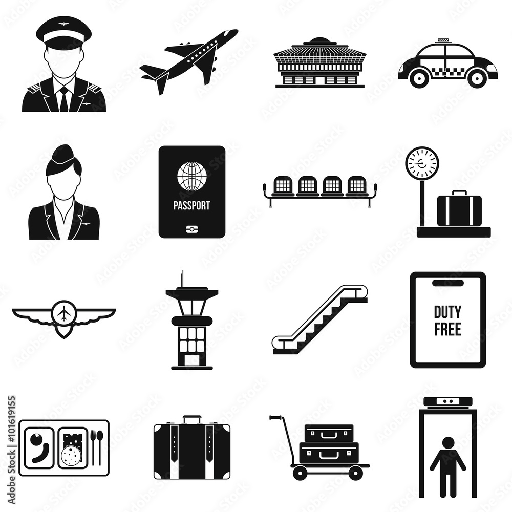 Fotografie Airport black simple icons