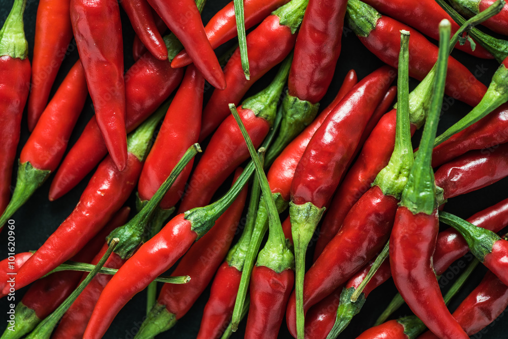 Hot chili peppers food background