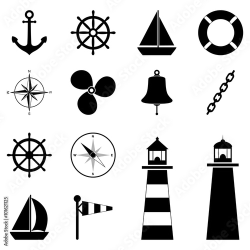 Set of sea icons, vector illustration