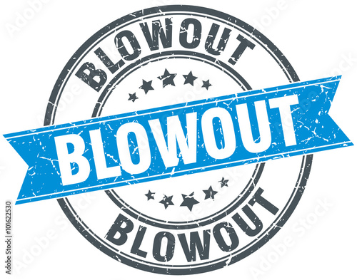 blowout blue round grunge vintage ribbon stamp