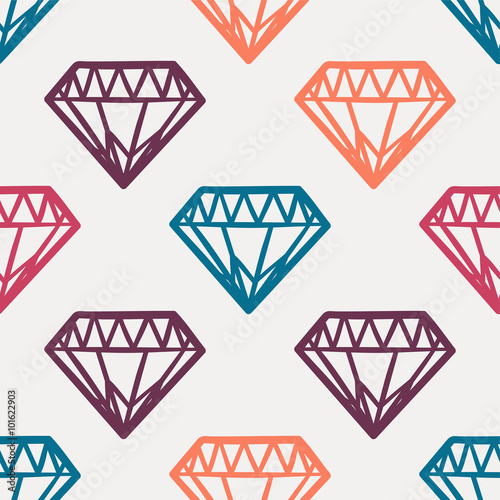Vector seamless cute colorful pattern with vintage diamonds. Rock and roll style.