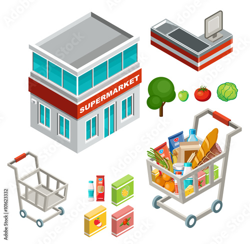 Isometric supermarket