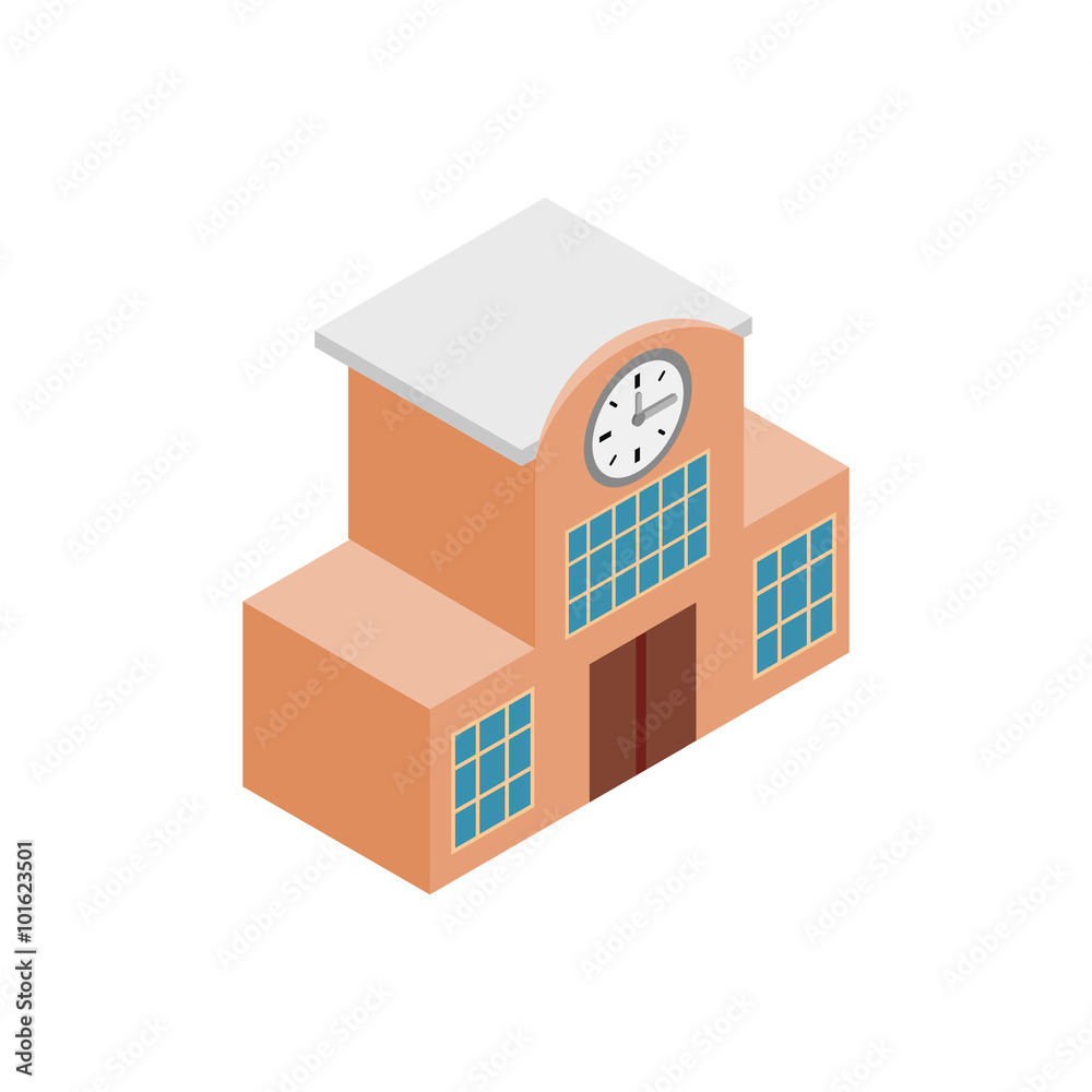 Railway station isometric 3d icon Railway station isometric 3d icon