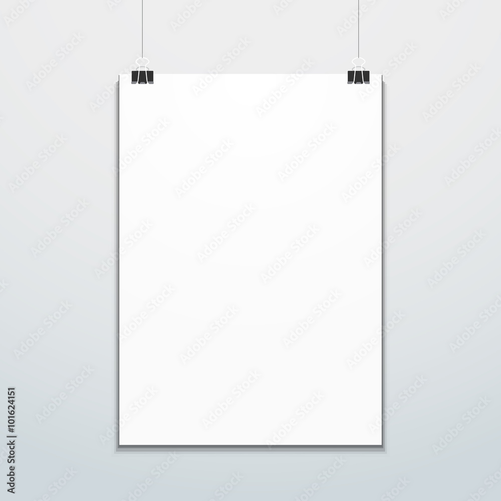 vertical poster suspended on office clips mockup. vertical poster suspended on office clips mockup.