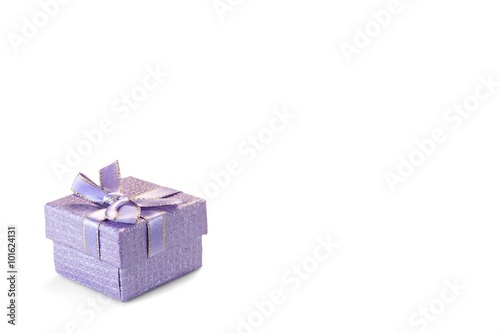 Violet Gift Box With Dotted Pattern Isolated On White Background