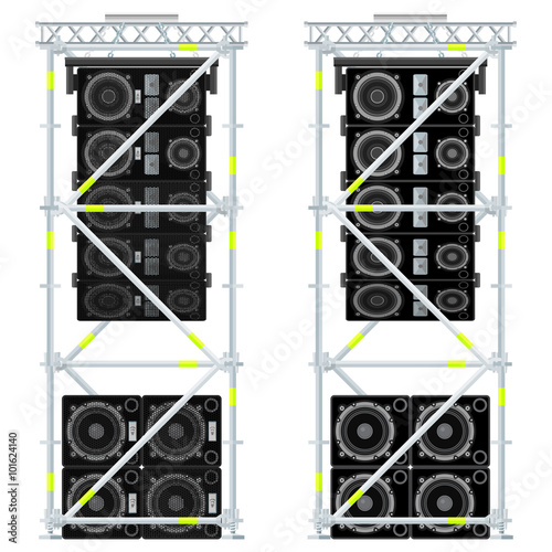 line array concert acoustics scaffold suspension illustration.