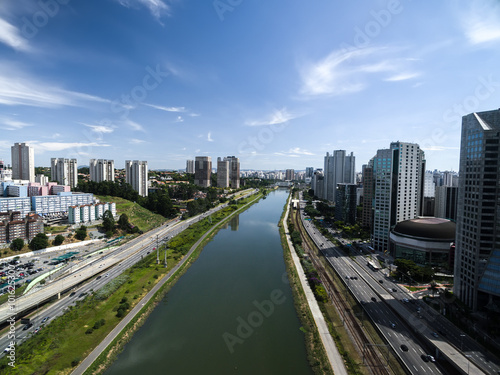 Aerial View of Marginal Pinheiros in Sao Paulo  Brazil
