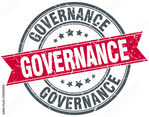 governance red round grunge vintage ribbon stamp