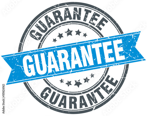 guarantee blue round grunge vintage ribbon stamp