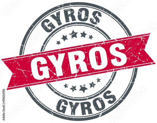 gyros red round grunge vintage ribbon stamp