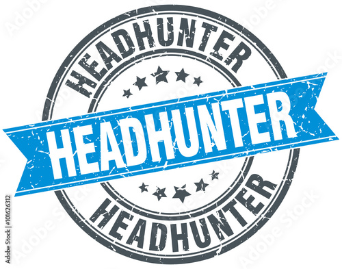 headhunter blue round grunge vintage ribbon stamp