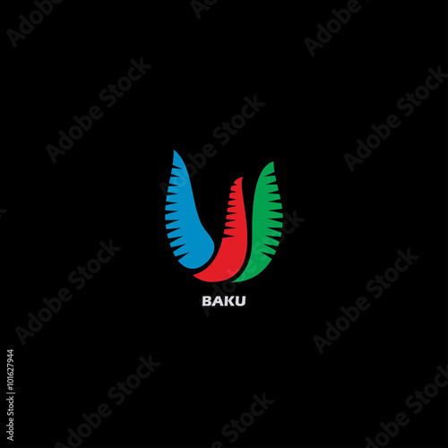 Baku symbol - flame towers - bird symbol 