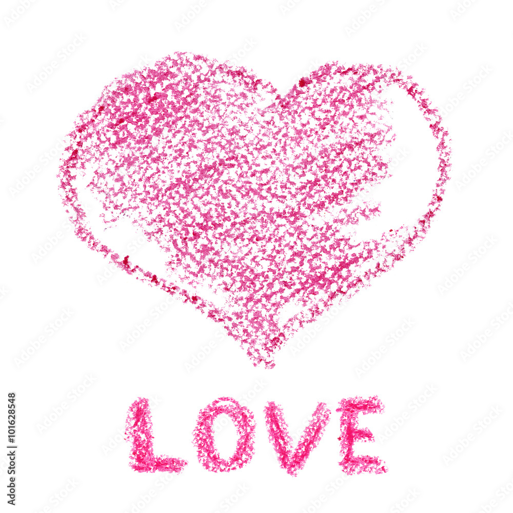 Pink crayon heart