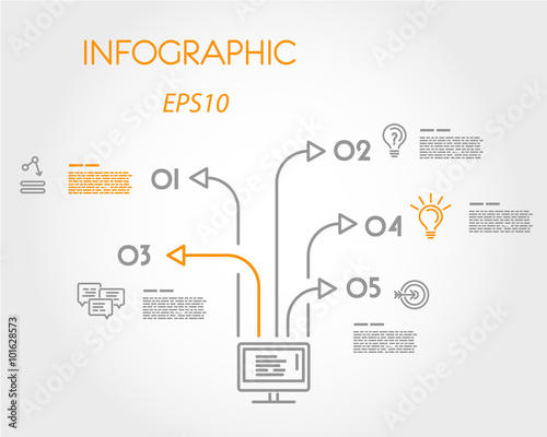 linear infographic arrow with computer