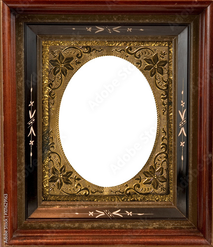 Vintage wooden frame with daguerreotype metal insert