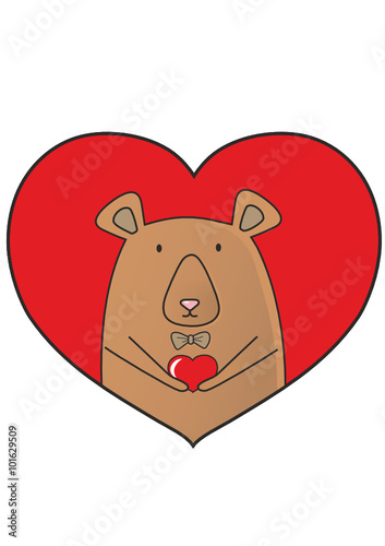 Happy Valentines day card with cute teddy bear