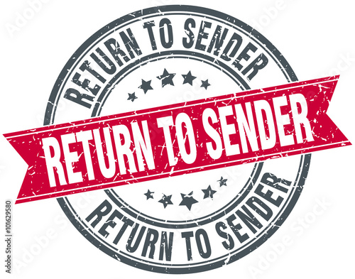 return to sender red round grunge vintage ribbon stamp