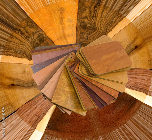 Real wood and laminated wood samples