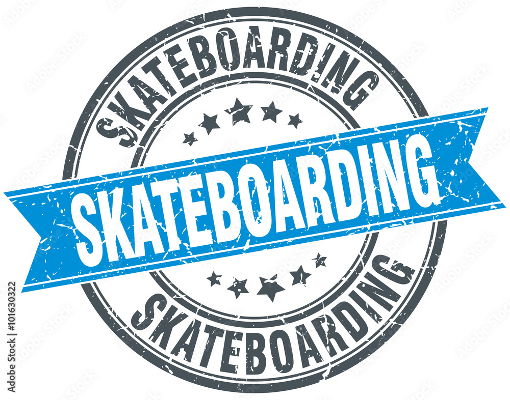 Fototapeta premium skateboarding blue round grunge vintage ribbon stamp
