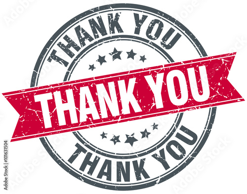 thank you red round grunge vintage ribbon stamp