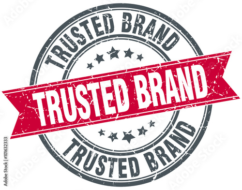 trusted brand red round grunge vintage ribbon stamp
