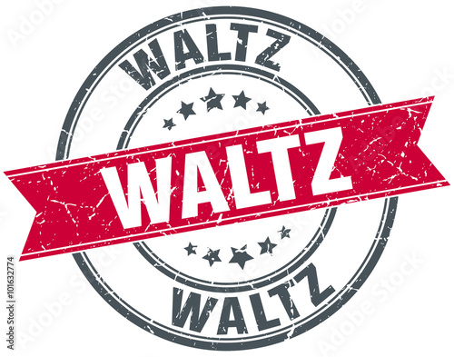 waltz red round grunge vintage ribbon stamp