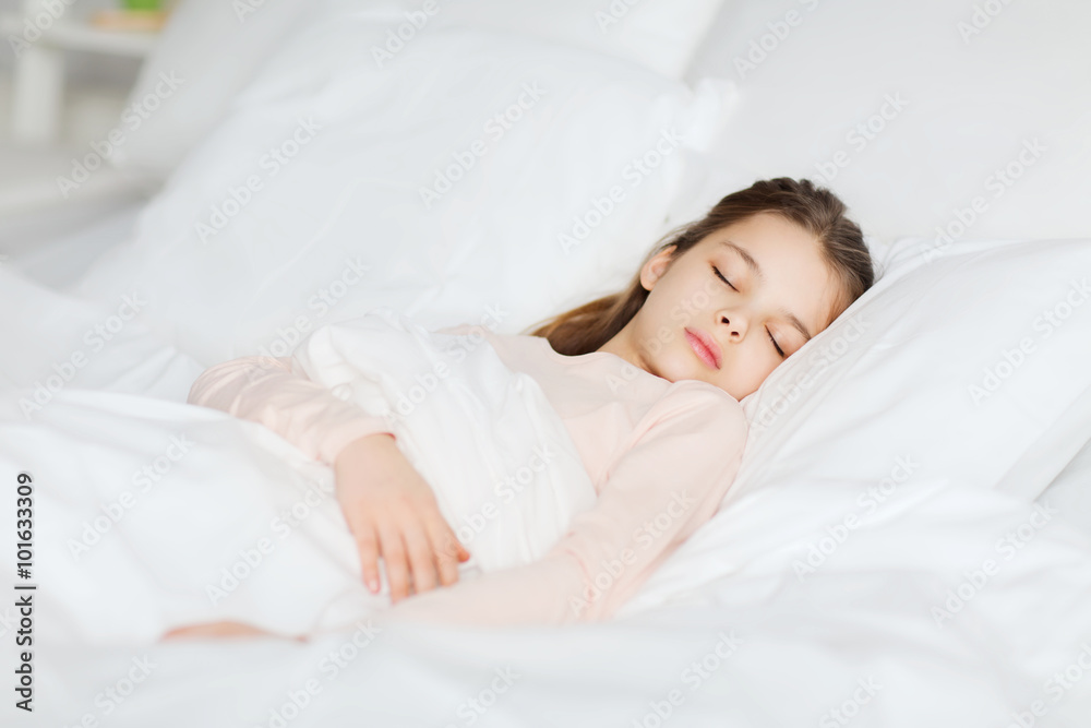 girl sleeping in bed at home girl sleeping in bed at home