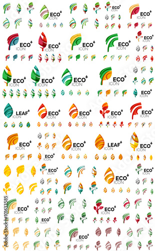 Set of geometric design eco leaves, go green nature concepts