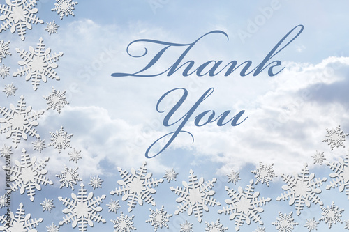 White Snowflake Background with Thank You Message