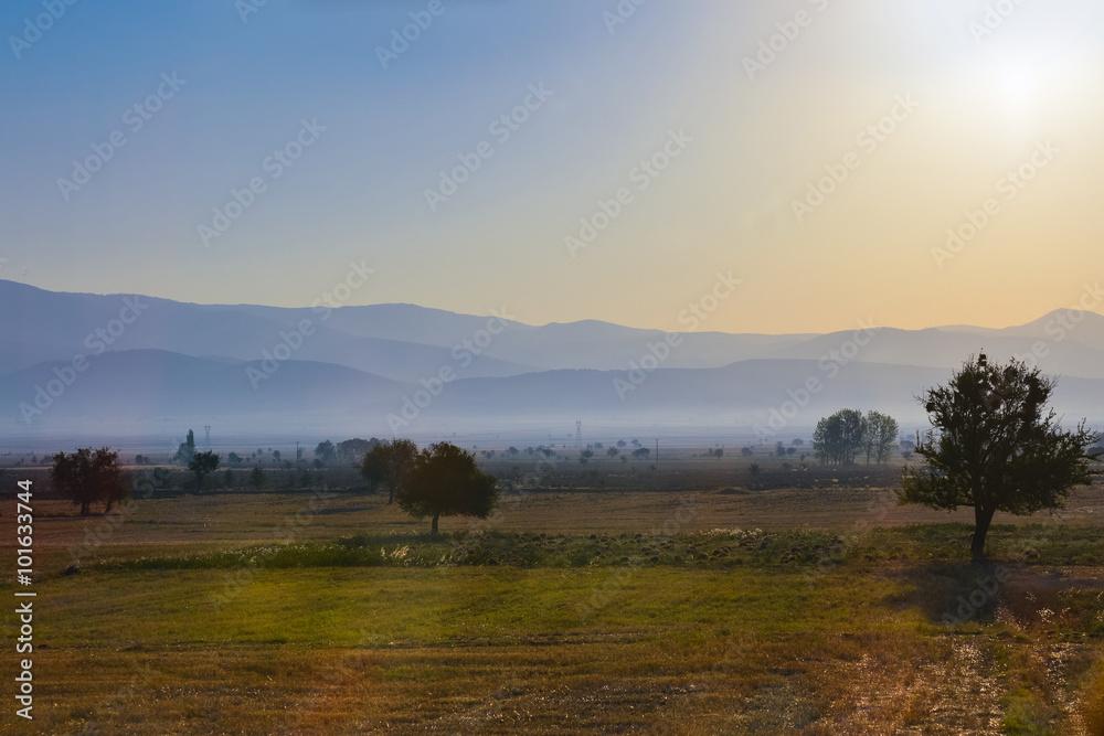 view of mountains across the plain