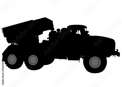 Armored car with gun on white background