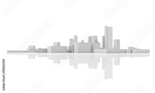 Abstract modern cityscape skyline. 3 d model